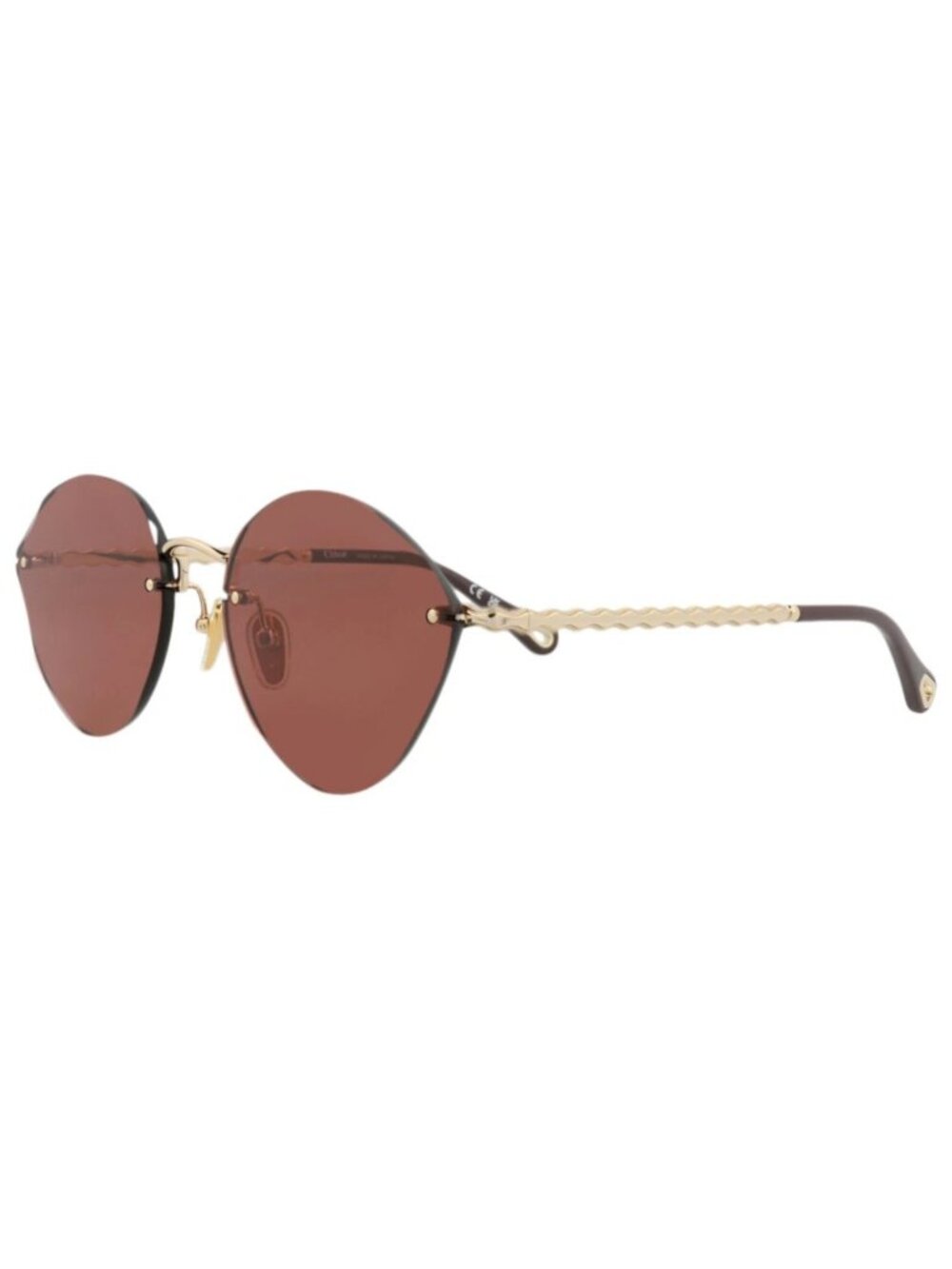 New Chloé Women's Sunglasses Cat Eye Metal Frame Gold Gold Red